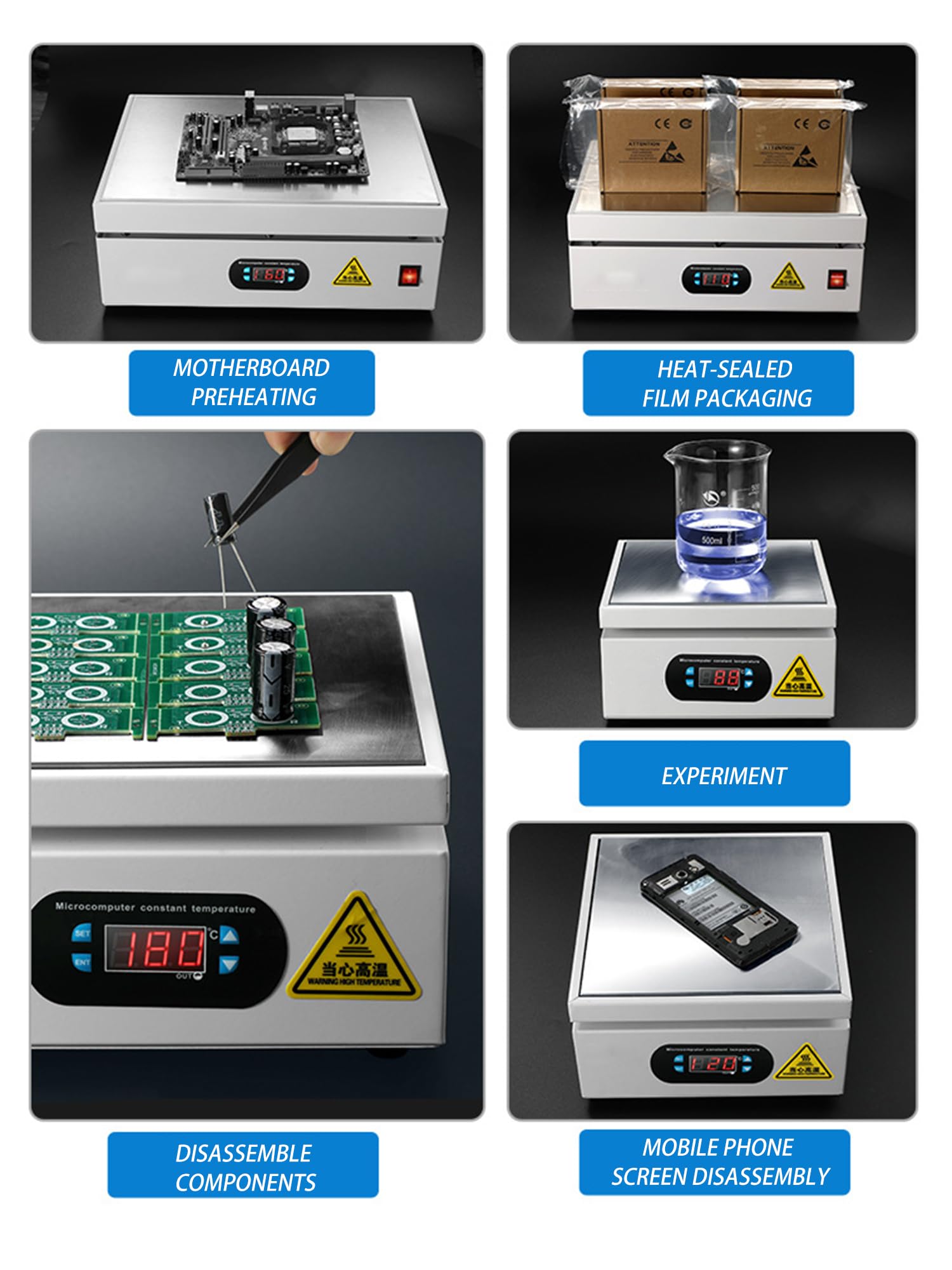Máquina envolvedora de celofán de 800 W, selladora térmica de sobremesa, con Tubo Fusible y Control Inteligente de Temperatura para Embalaje con película termosellada (20 * 20)