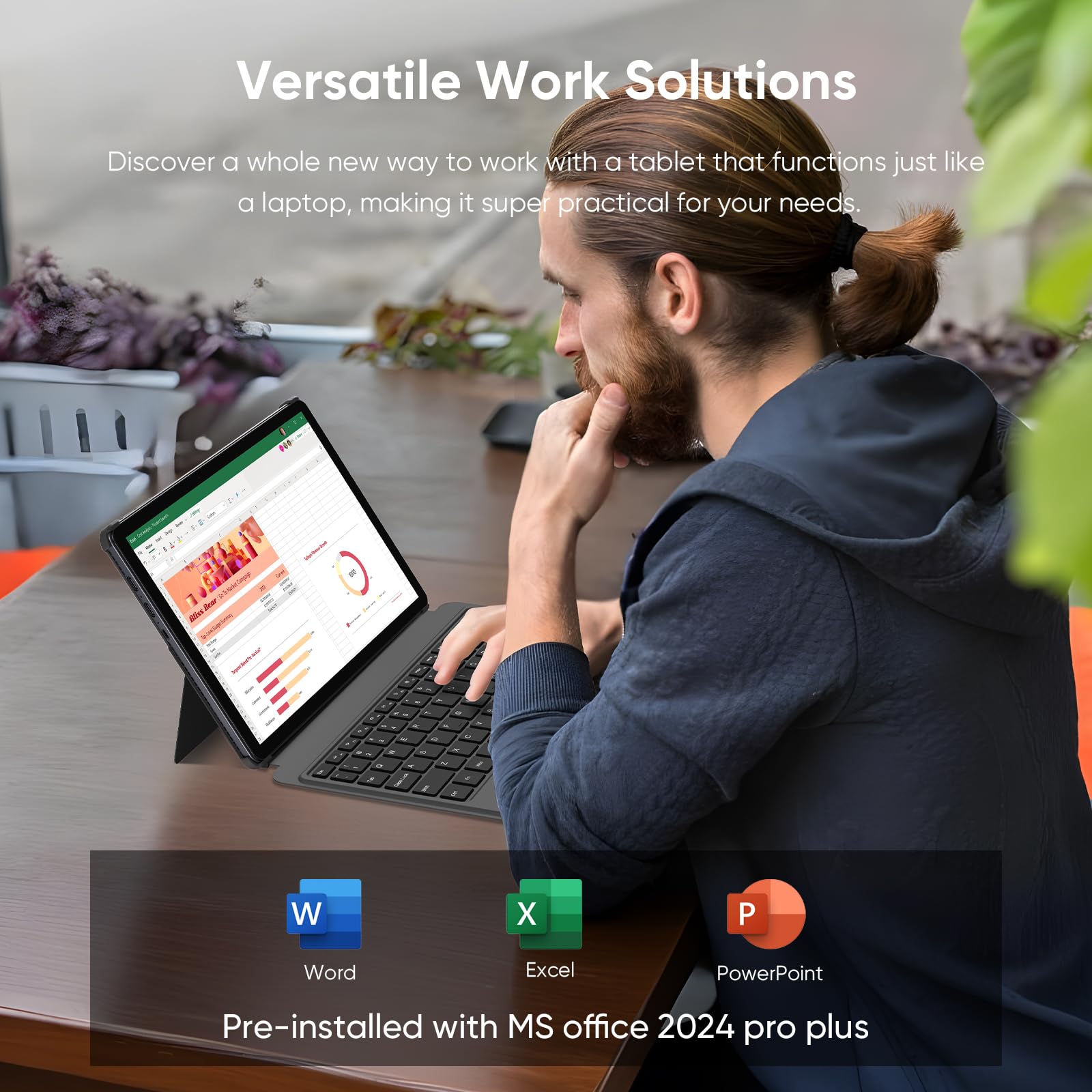 10,1" 2 en 1 Tablet 12GB RAM, 256GB SSD, Win 11 Pro Procesador Inte M3-8100Y (hasta 3,40 GHz) |Pantalla táctil con lápiz y teclado | WiFi 5,BT5, HDMI (tableta de 10,1" con teclado y lápiz) - 4