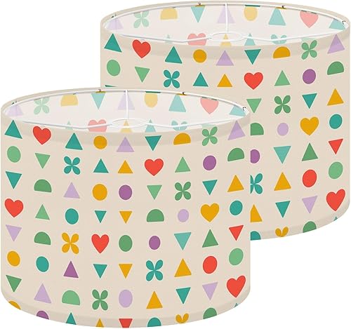 Vista 17 de Lamp Shades Set of 2 Seamless retro 70s Drum lampshades for Floor Lamps Table Lamps Pendant Light 11"x8.9" Replacement Large Lampshade Easy Assembly
