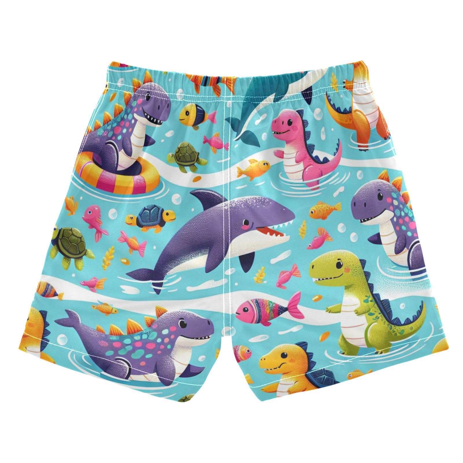 YANENDIE Boy Swim Trunks Summer Dinosaurs Sharks Summer Beach Quick Dry Swimsuit Bathing Suit, 2-8T