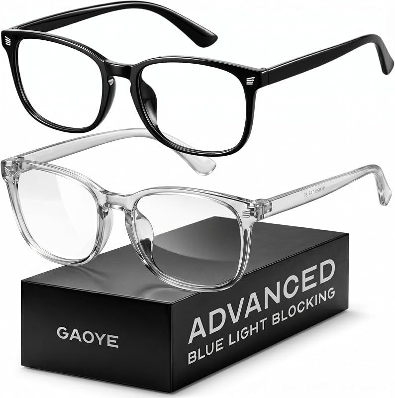 lentes de bloqueo de luz azul Gaoye | Anti rayos UV, para computadoras y juegos, montura cuadrada, lentes para hombres y mujeres