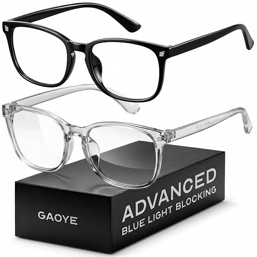 Gaoye Blue Light Blocking Glasses | Anti UV Ray, For Computers & Gaming, Square Frame, Eyewear for Men and Women
