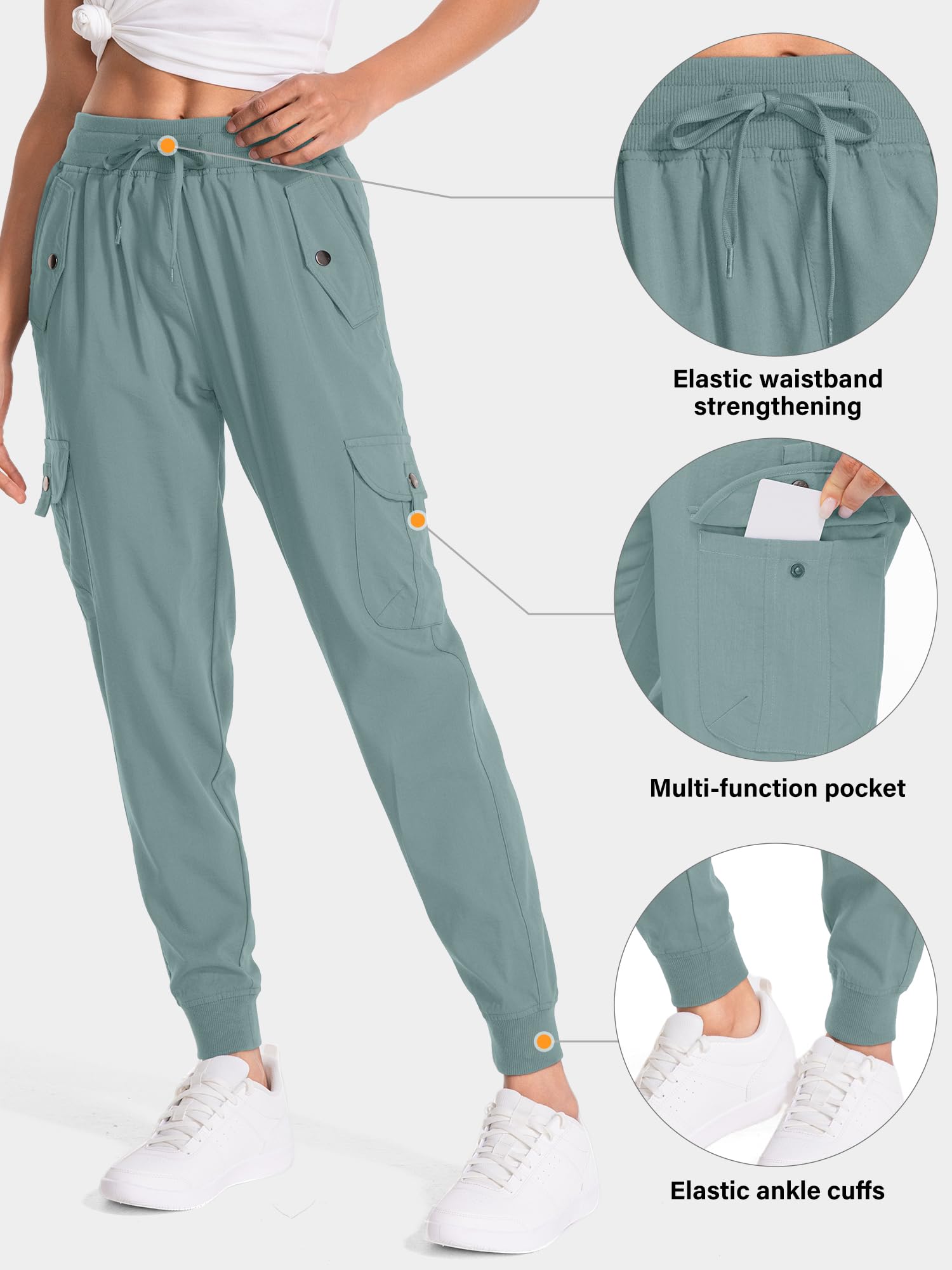 Pantalon cargo de randonnée pour femme, séchage rapide, léger, taille élastique, safari, voyage