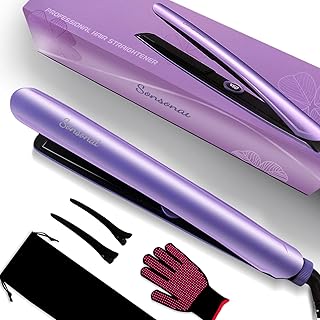 Sonsonai Alisador de cabelo profissional, alisador e modelador 2 em 1 para todos os tipos de cabelo, chapinha de cerâmica com temperatura ajustável LCD de 129 °C a 232 °C