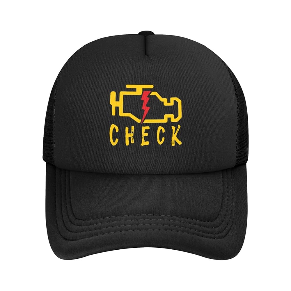 Check Engine Light Mechanic Auto Repair Trucker Hat High