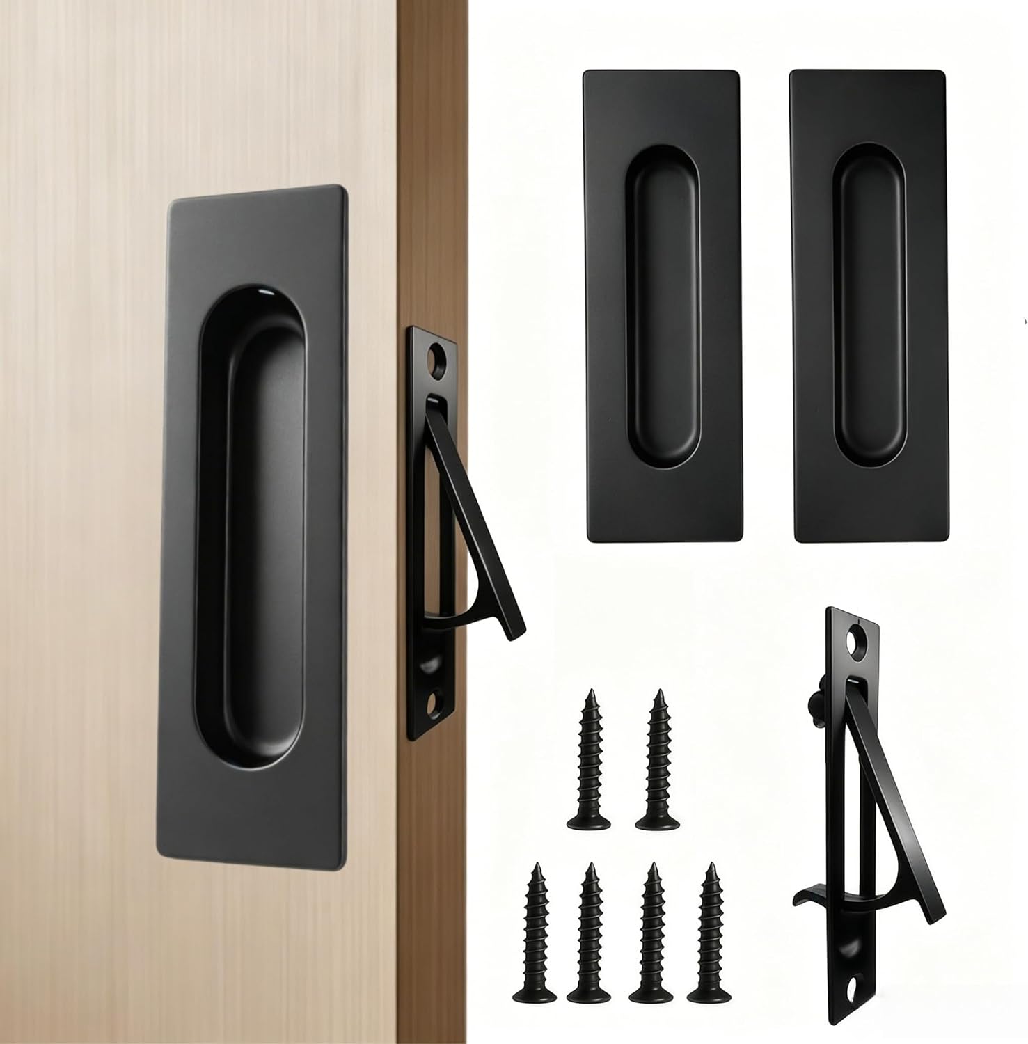 Juego de tiradores empotrados para puerta corrediza de acero inoxidable miniatura 1