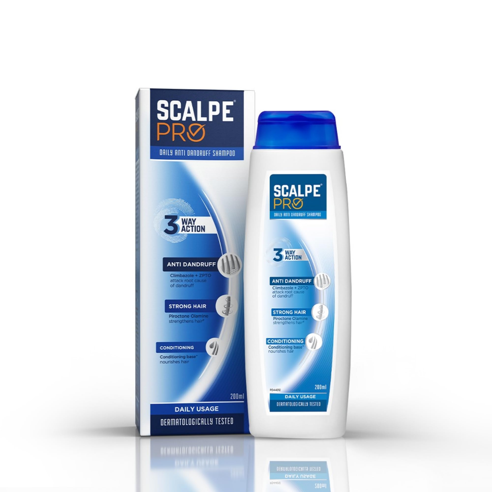 Scalpe Pro Daily Anti-Dandruff Shampoo | Removes Dandruff from Source | Helps with Itching, Irritation & Redness accompanying Dandruff | Scalpe Science | Climbazole & ZPTO Formulation | Daily Use | Dermatologically Tested Solution | For Women & Men | 200ml
