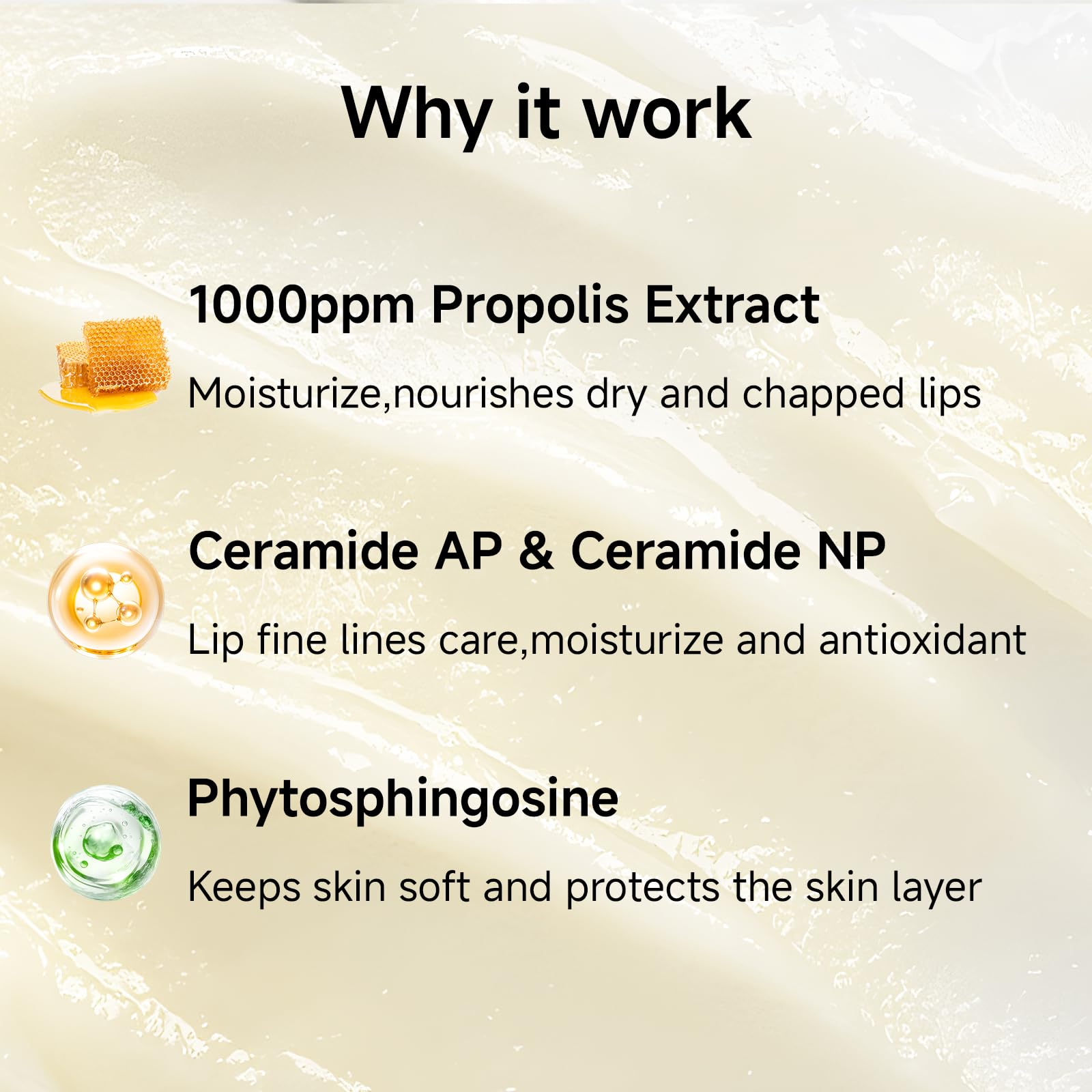 KISSIO Honey Lip Butter Set,Lip Balm with 1000 ppm Propolis Extract,Ceramide AP and Phytosphingosine,Long-lasting Moisture and Nourishe Lips,Lip Lines Care - Image 3