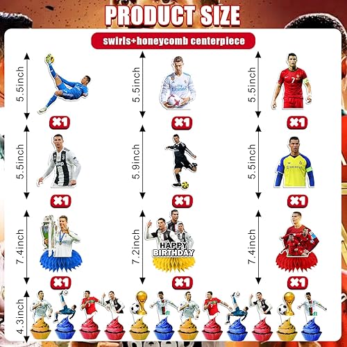 Miniatura 5 de 28 decoraciones de fiesta de estrella de fútbol, juego de decoraciones de fiesta de cumpleaños de estrella de fútbol 3D, incluye decoración de
