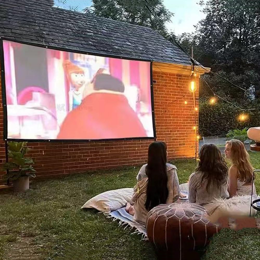 Telo Proiettore Lavabile da 100 Pollici, Schermo da Esterno 16:9 Pieghevole per Cinema con Proiettore, Anti-Piega per Campeggio, Feste, Home Theater, Ufficio(180in)