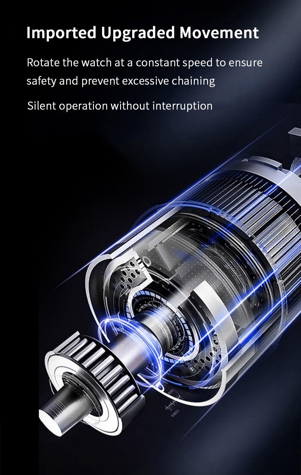 LXMQEF Caricaorologi per 2 Orologi Automatici con Motore Silenzioso, luci a LED, Scatola espositiva per Orologi da Donna e da Uomo
