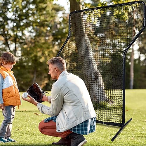 Miniatura 6 de Baseball Pitching Net： 7X7 FT Z Screen Portable Adjustable Height Softball Batting Training Pitching Protector Equipment for Backyard Sport Field