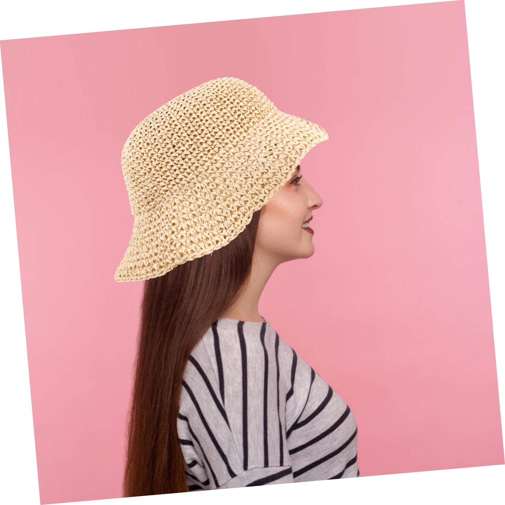 4pezzi Cappello Secchiello Woven per Sole Protezione UV Leggero e Pieghevole per attività all Aperto Come Spiaggia Escursioni e Shopping Stile Casual per Adolescenti