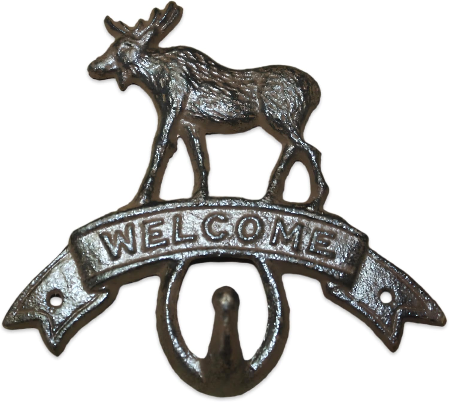 Cast Iron Moose Welcome Towel Coat Hooks Hat Hook Key Rack Cabin Hunting Camp