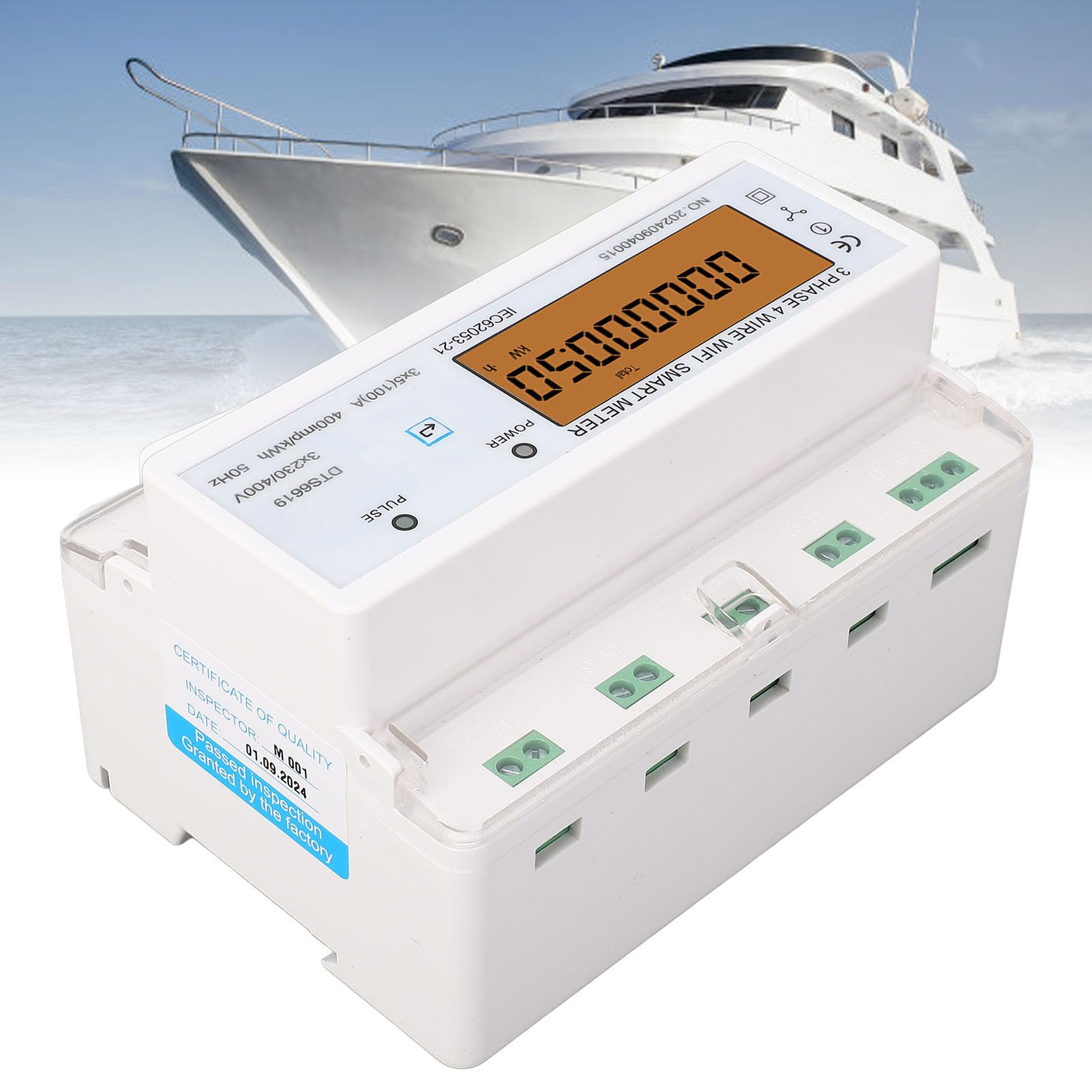AUNMAS Misuratore di Potenza Trifase con Display Retroilluminato, Materiale Ignifugo, Supporta l'app, 3x5A, Perfetto per Uso Domestico o Industriale