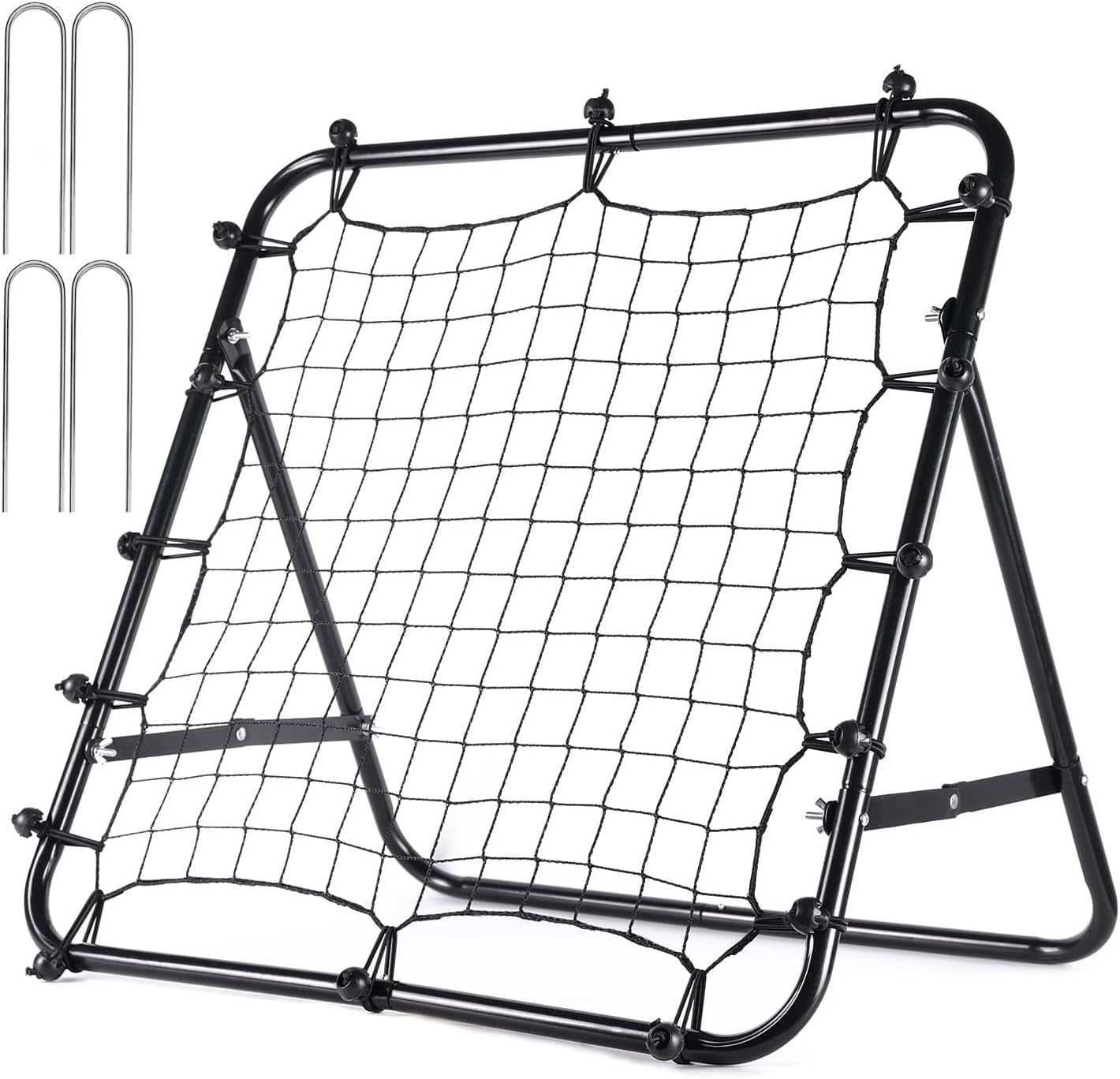 Adjustable Football Rebound Net 62x62cm Dual-Angle Soccer Trainer with Steel Frame | Portable Folding Rebounder for Passing & Shooting Practice | Outdoor Sports Equipment Child Youth