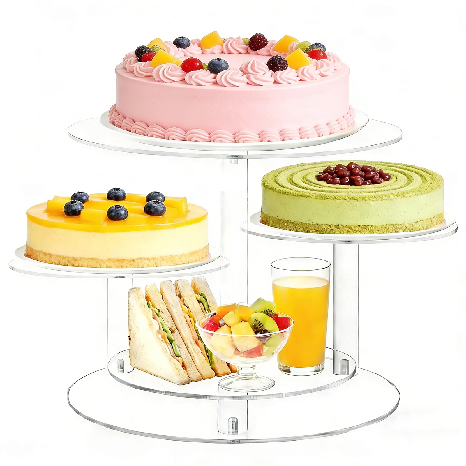 Présentoir à gâteaux à 4 étages pour décoration de fête d'anniversaire, présentoir à gâteau en acrylique pour 50 cupcakes, présentoir à cupcakes transparent pour mariage, fête prénatale, goûter