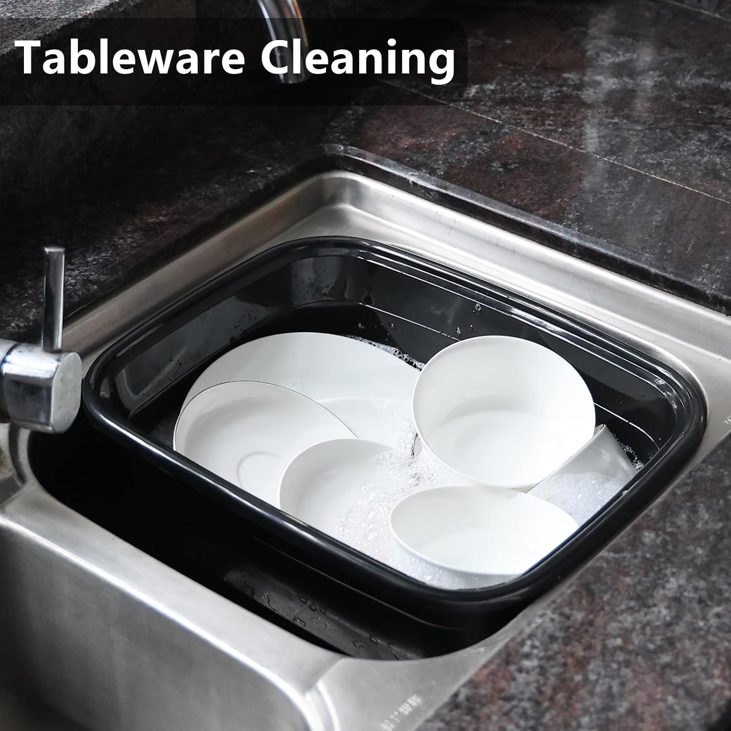 12 Quart Plastic Wash Tub Basin Pan, 4 Packs Dish Wash Pan | for Sink Washing, Cleaning, Black