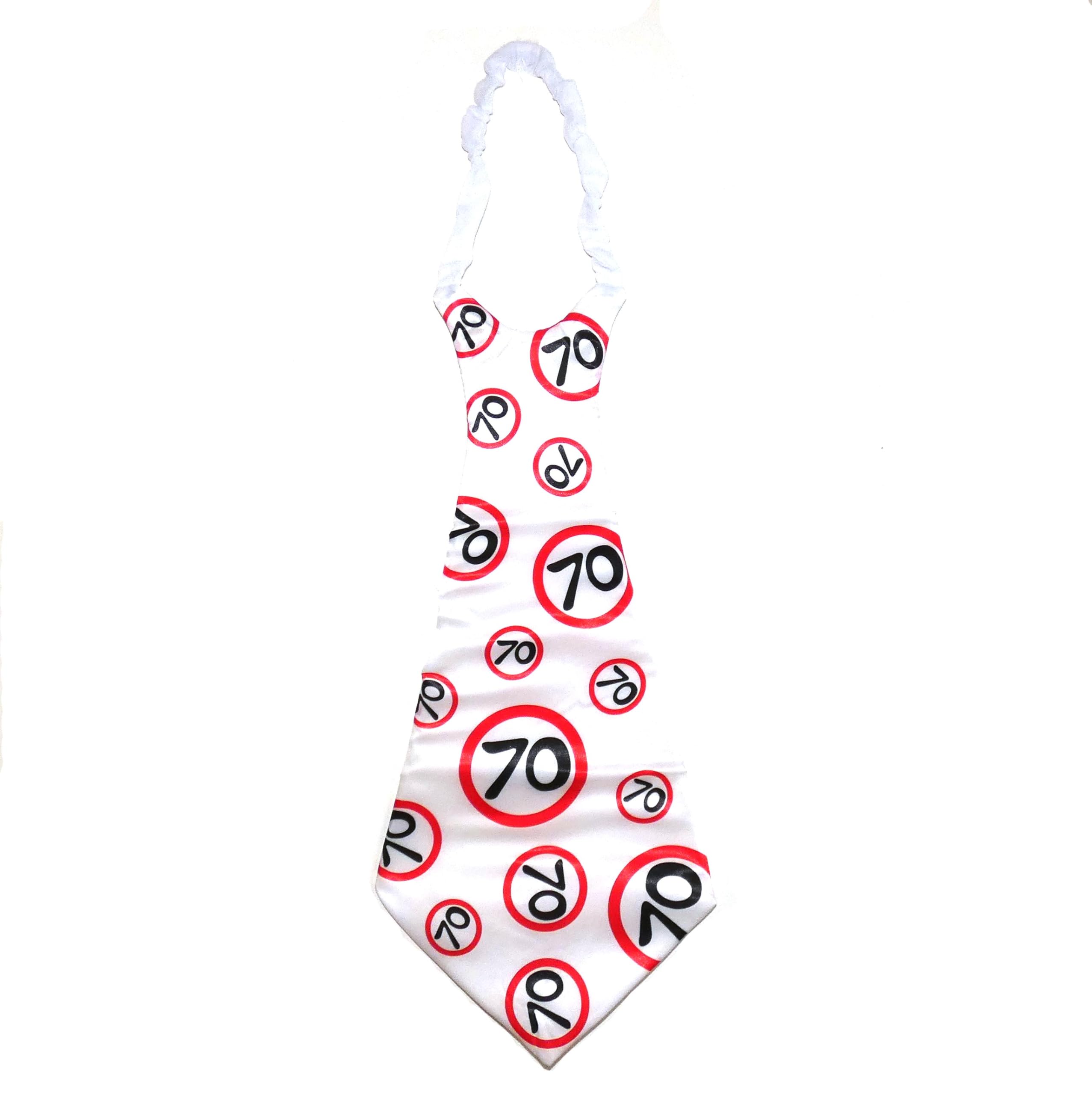 Happium Happy 70 Birthday Tie Number 70 Party Supplies, Party By Age 70 Ideas and Decorations Funny Birthday Sash Red 70 White Number Tie