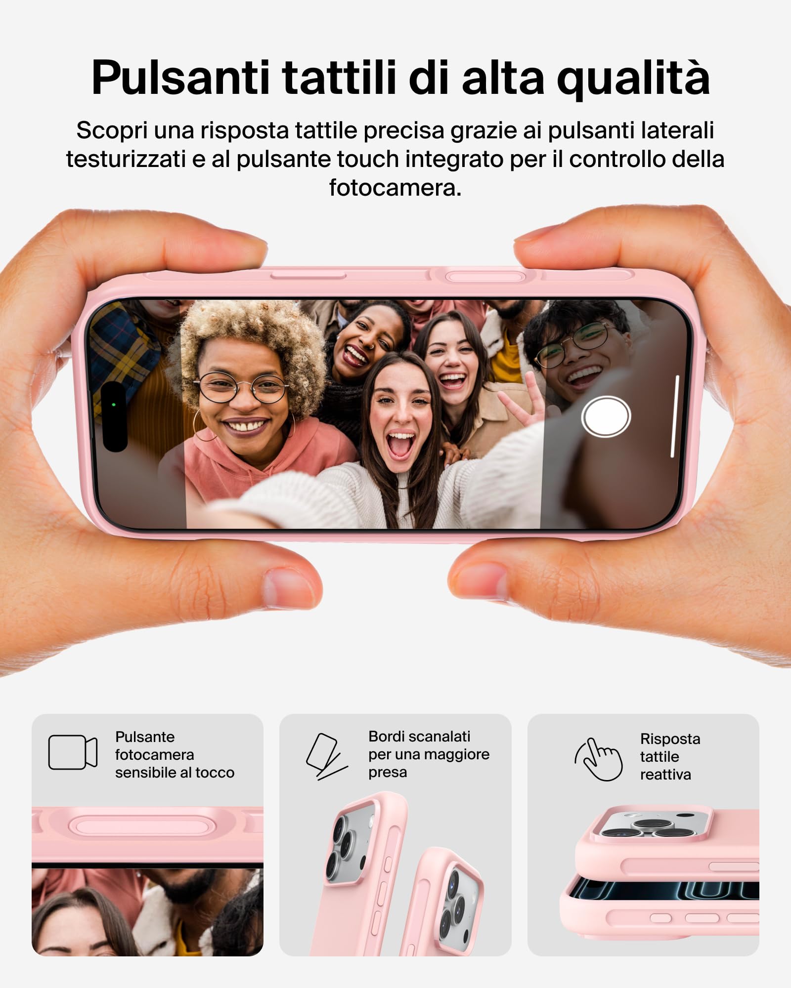 Belkin SheerForce Protect Cover per iPhone 17 Pro Compatibile con MagSafe, Design Sottile e Rivestimento Antigraffio, Custodia Protettiva per iPhone, Magnetica e Anti-urto - Rosa