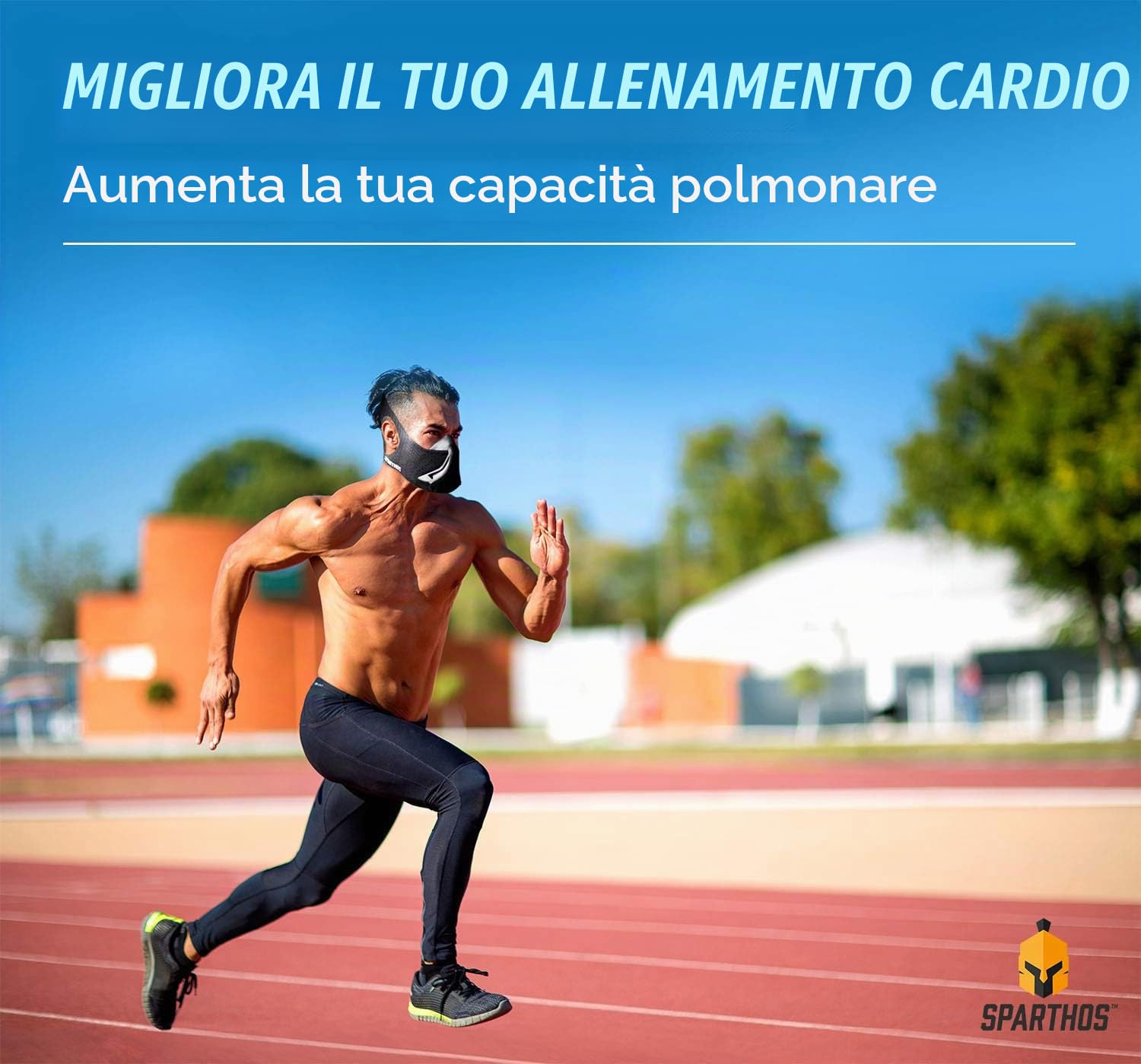 Sparthos - Maschera da allenamento con simulazione ad alta quota, per palestra, cardio, fitness, corsa, resistenza e allenamento HIIT [16 livelli di respirazione]