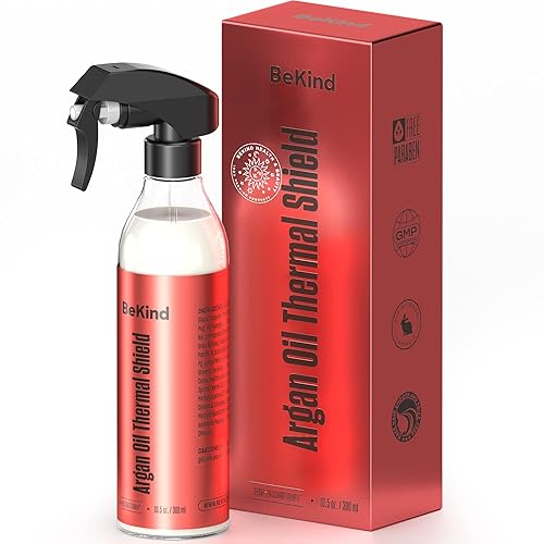 Bekind Aceite de argán profesional protector térmico para el cabello hace que el cabello sea suave y sin encrespamiento 101fl oz protege hasta 450