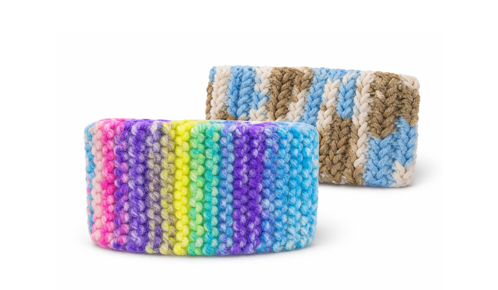 CHAMBYAL Soft Thick Stripe Headband – Rainbow Neon Crochet, Handmade Wide Ear Warmer, Stretchy Fit Women-image-21