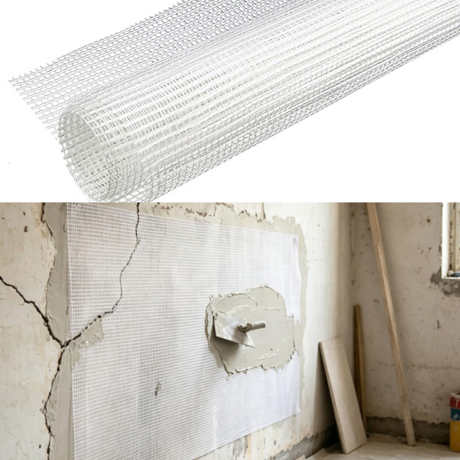 Malla de Fibra de Vidrio de Refuerzo para Impermeabilizar 4x4mm Exterior | Rollo Malla de Refuerzo 150g/m² Impermeabilización y Reparación para Refuerzo de Paredes y Prevención de Grietas