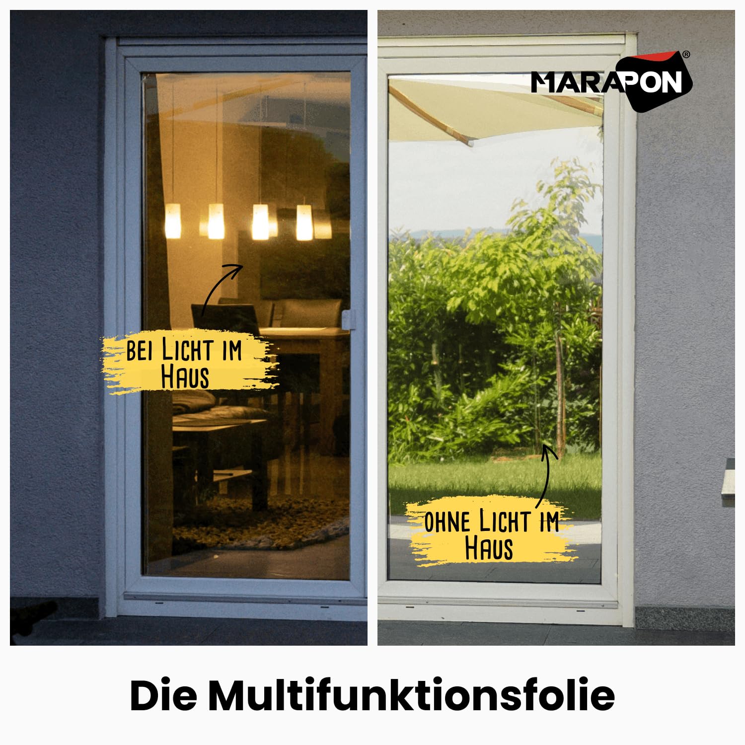 MARAPON® Pellicola per Vetri Finestre a Specchio [90x200 cm] Pellicola Specchio per Finestre - Protegge la tua Privacy e Filtra i Raggi UV o Infrarossi - Pellicola Adesiva Anti-Calore per Lucernari