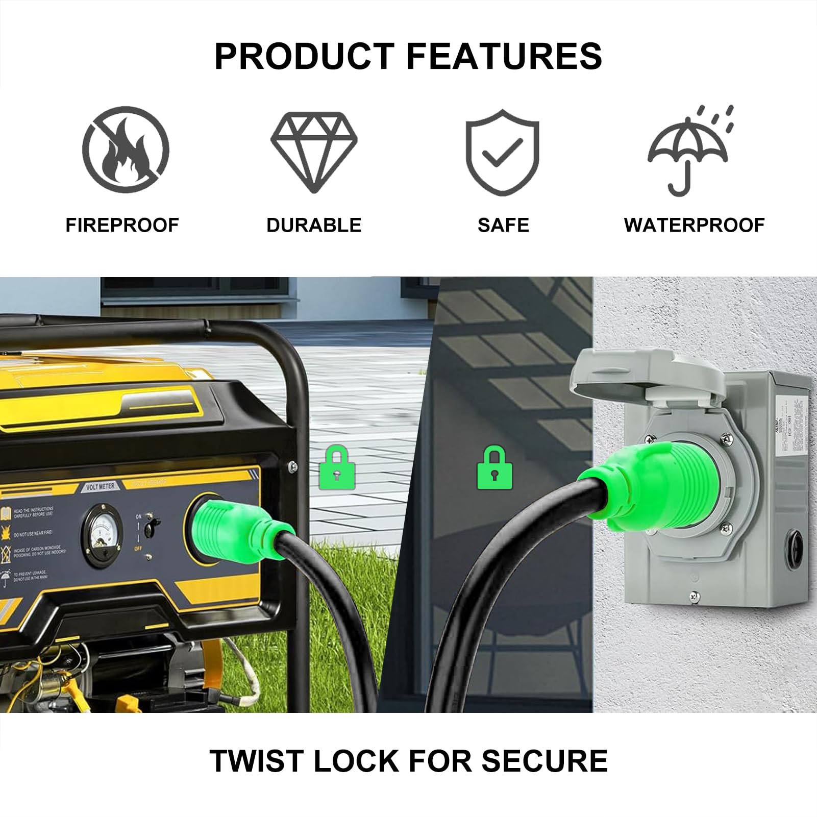 Snapklik.com : EyGde 3 Prong To 4 Prong 30Amp Twist Lock Adapter, RV ...