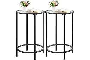 Yaheetech Black Glass End Table Set of 2: Modern Accent Tables Enhance Your Home Decor