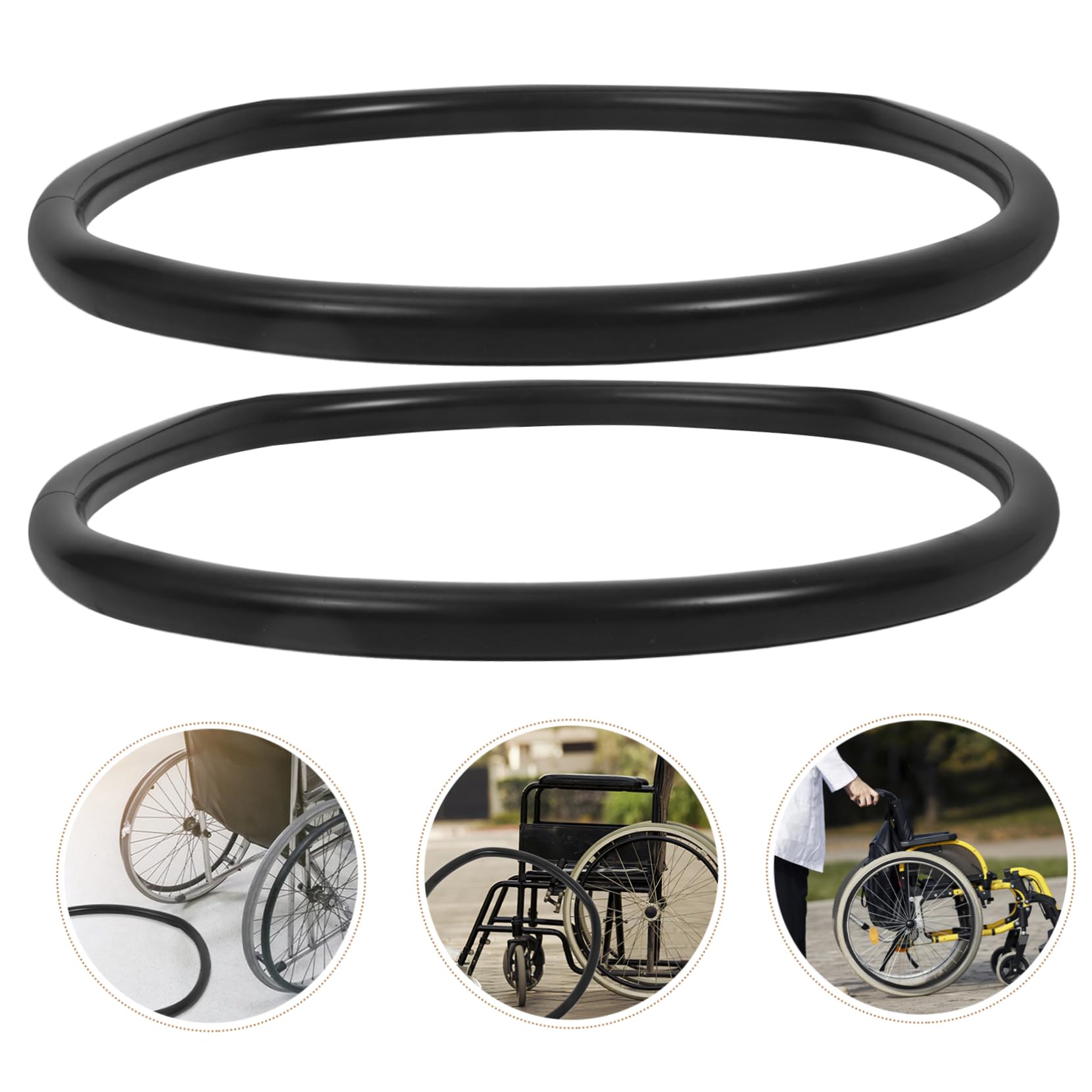 Cubierta Antideslizante de Silicona para Aro de Silla de Ruedas | Negro, Goma Flexible y Resistente al Desgaste, Mejora el Control Agarre, para Adultos