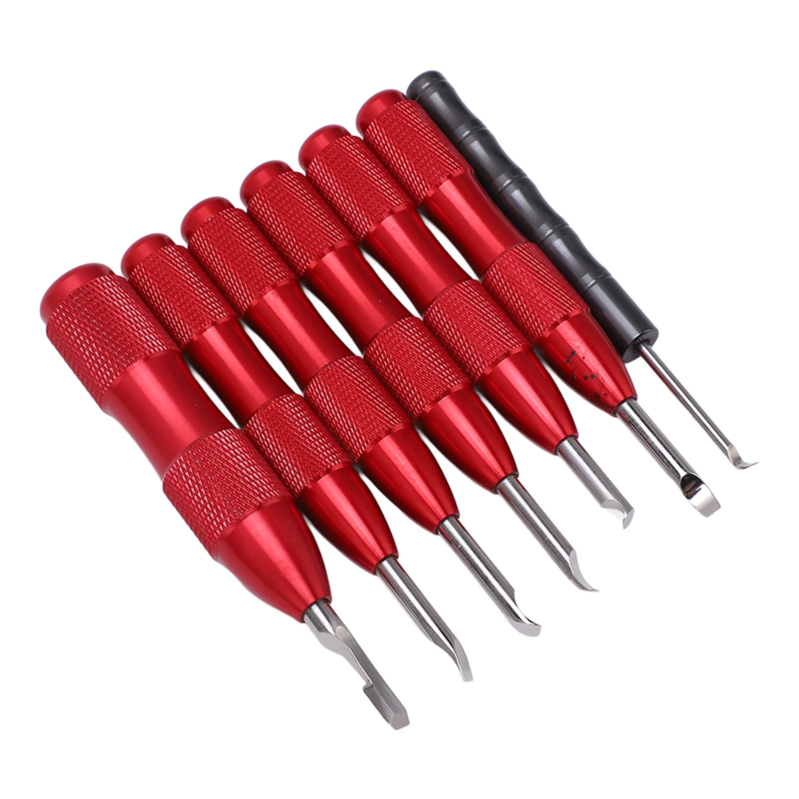 Juego de 7 herramientas para abrir tapa trasera de reloj, kit profesional de abridor de caja de reloj, removedor de caja trasera de aleación de aluminio con mango antideslizante, (Roja)