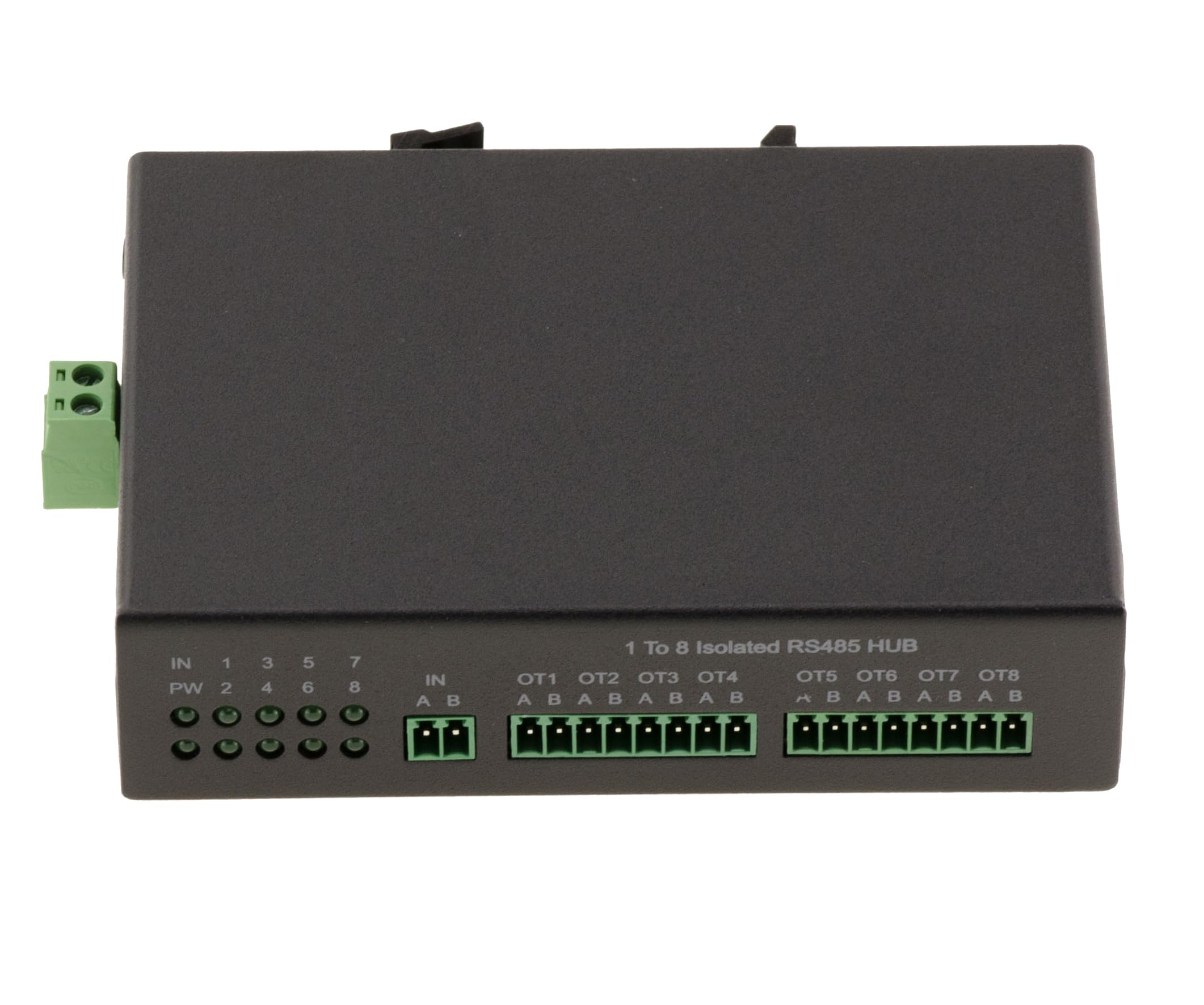 KALEA-INFORMATIQUE Splitterbox vom Typ RS485 zum Kopieren eines 2-Draht-RS-485-Signals 1:1 auf 8 Ausgänge mit fotoelektrischer Eingangs- und Ausgangsisolierung.