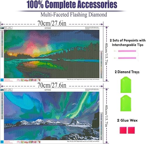 Miniatura 2 de Paquete de 2 kits de pintura de diamantes, grandes kits de pintura de diamantes 5D para adultos, arte y manualidades con diamantes de imitación de
