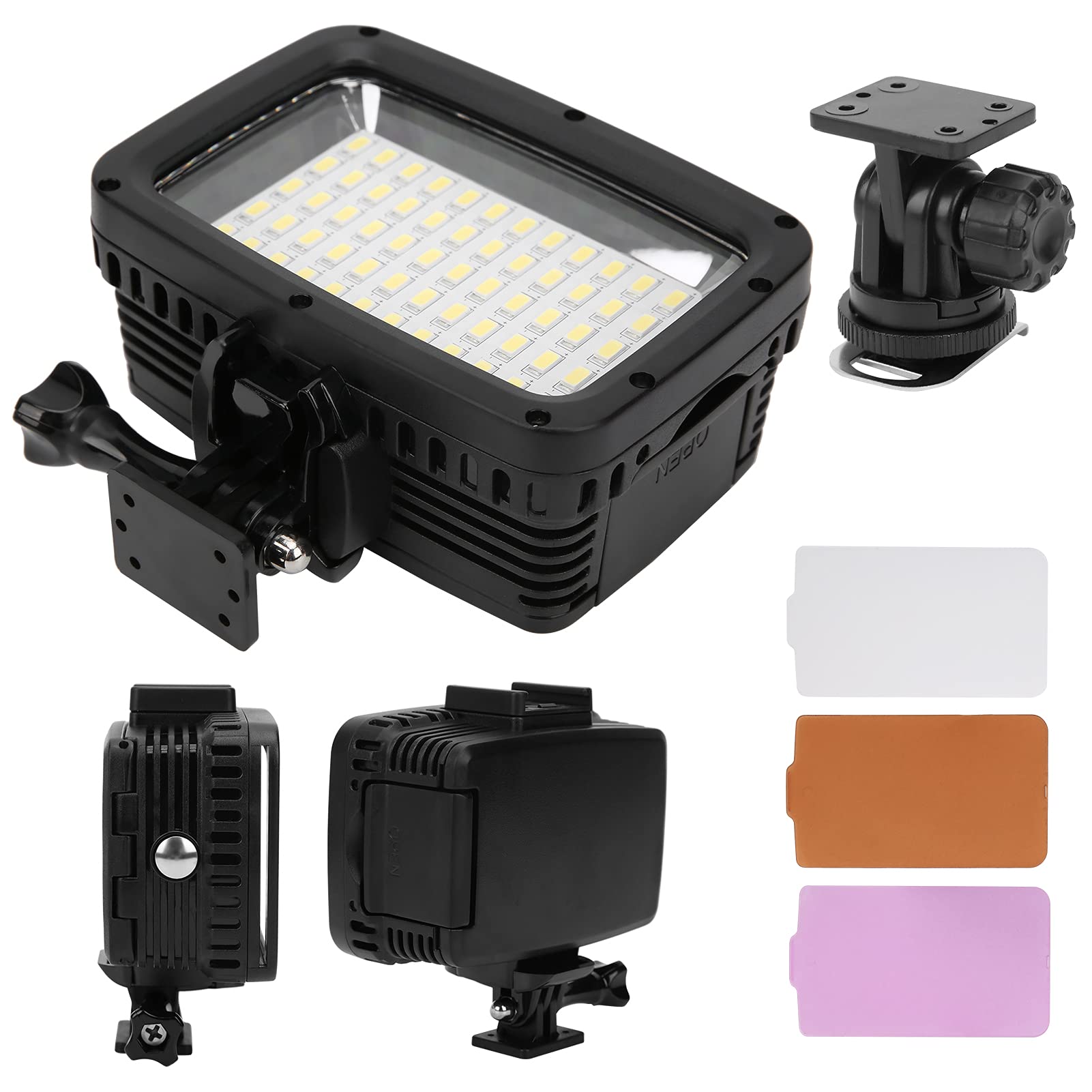 Sxhlseller Luce Video LED Impermeabile da 40 M |60 LED 5500-6000K 1800LM Luce di Riempimento Subacquea per Fotocamera con Pannelli a Soffusa
