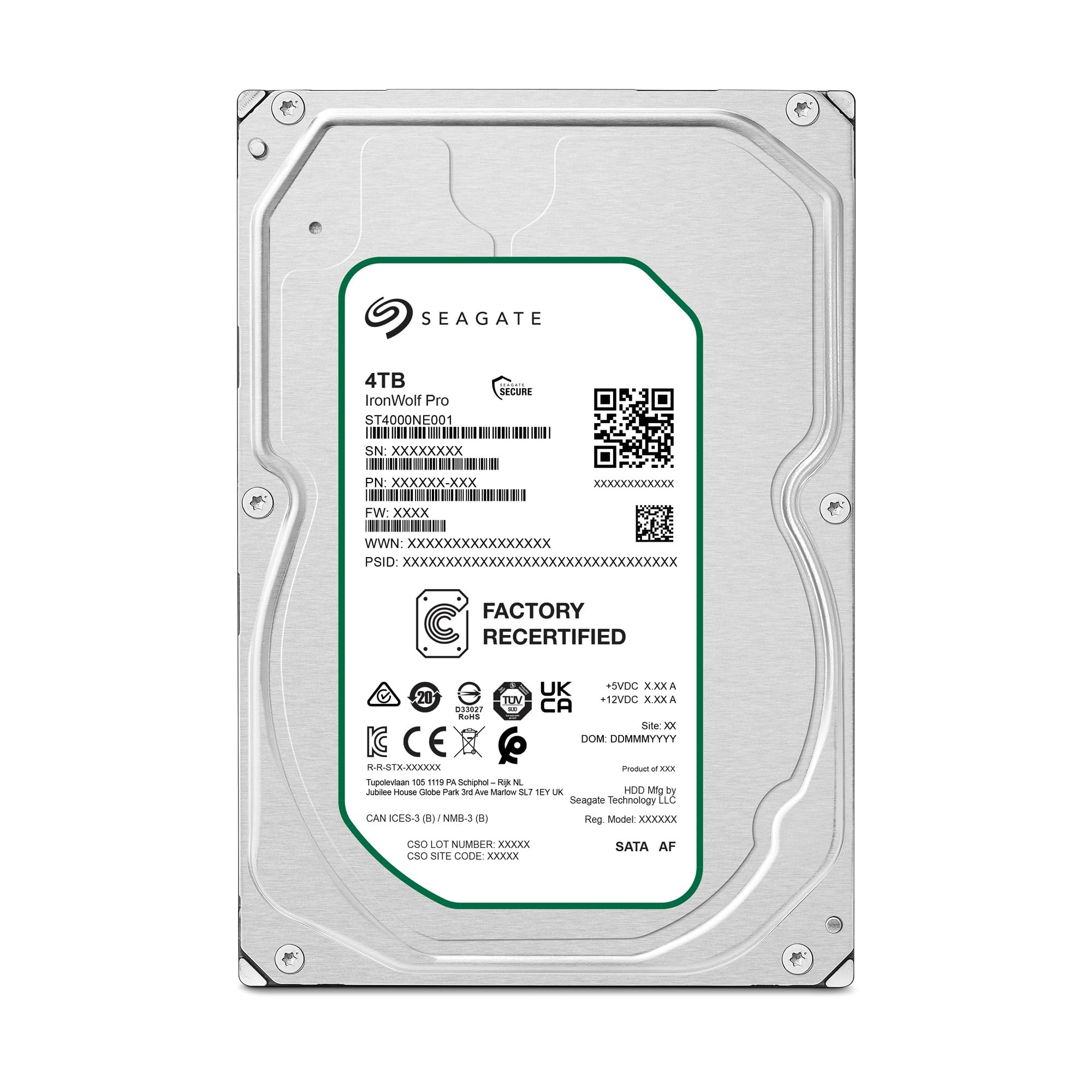 Seagate IronWolf Pro ST4000NE001 4TB Hard Drive - 3.5" Internal - SATA (SATA/600) (Renewed)F