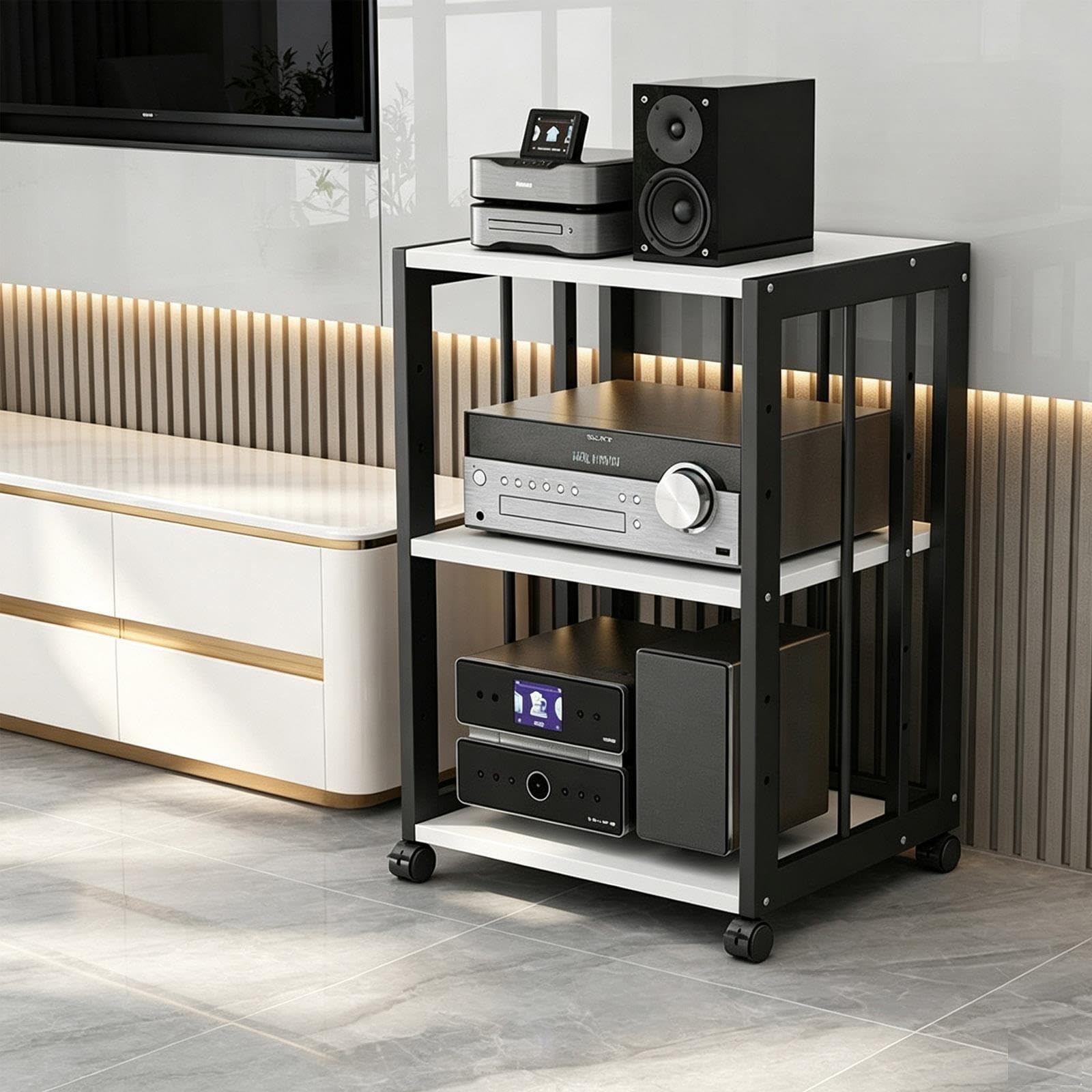 Mueble estéreo, rack audio home cinema, soporte multimedia almacenamiento