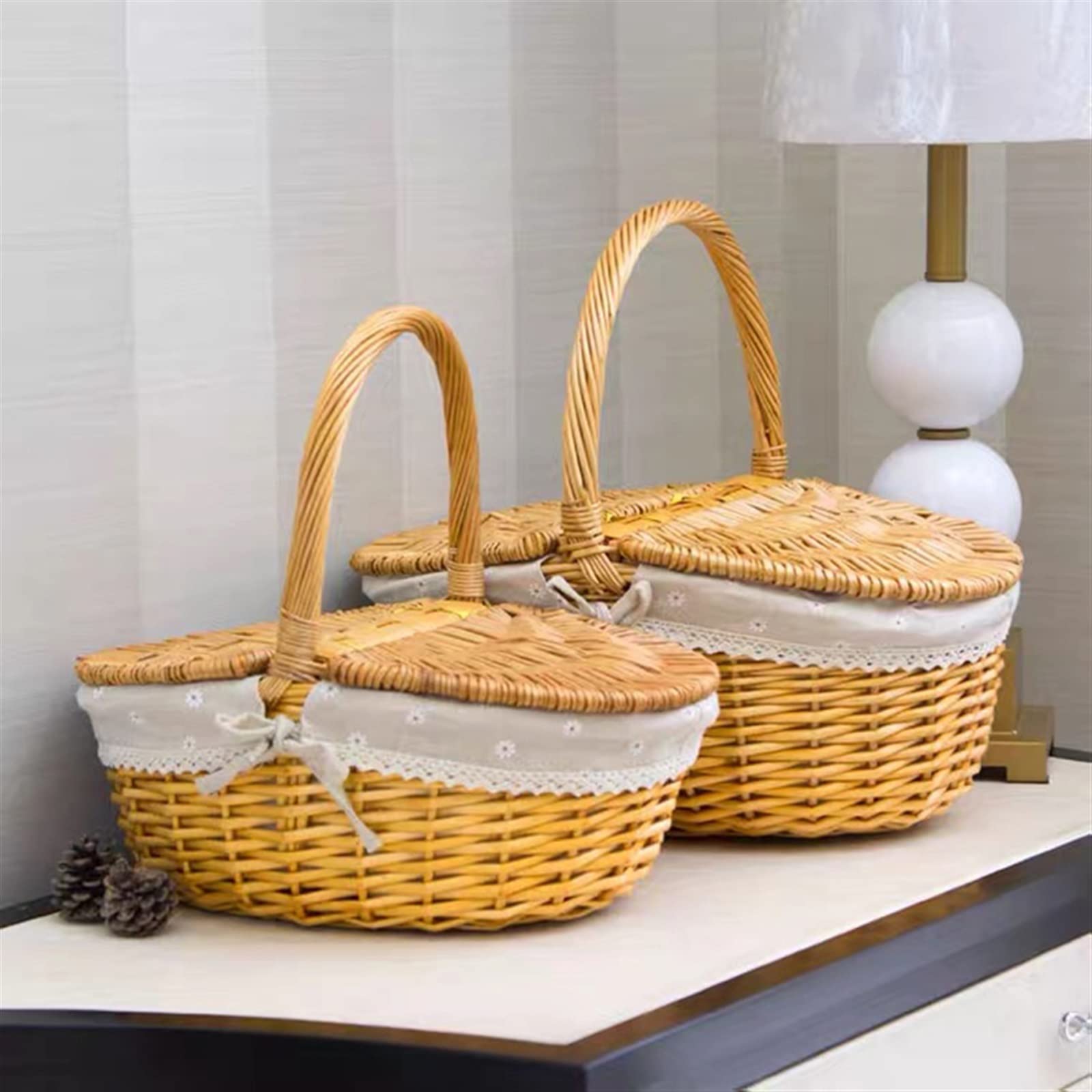 Panier de Pique-Nique, Petit Panier de Pique-Nique tissé à la Main, Panier de Rangement, Articles Divers Anglais, poignée Portable, Camping, Pique-Nique, pâtisserie, Panier de Rangement for Courses