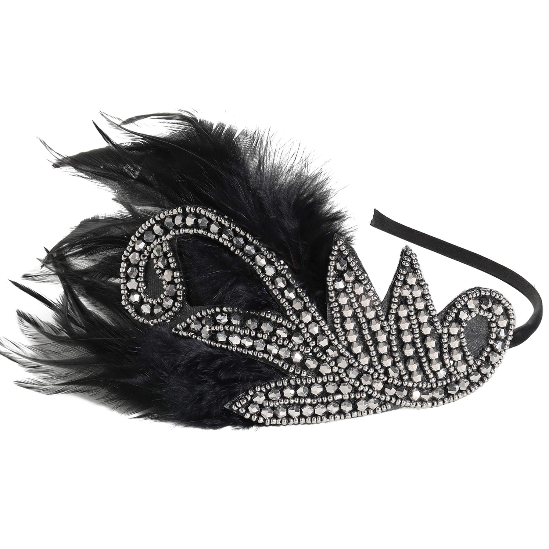 WLLHYF Fascia Anni '20 per Flapper, Copricapo di Piume Accessori per Capelli con Strass Bling WLLHYF Fascia Anni '20 per Flapper, Copricapo di Piume Accessori per Capelli con Strass Bling