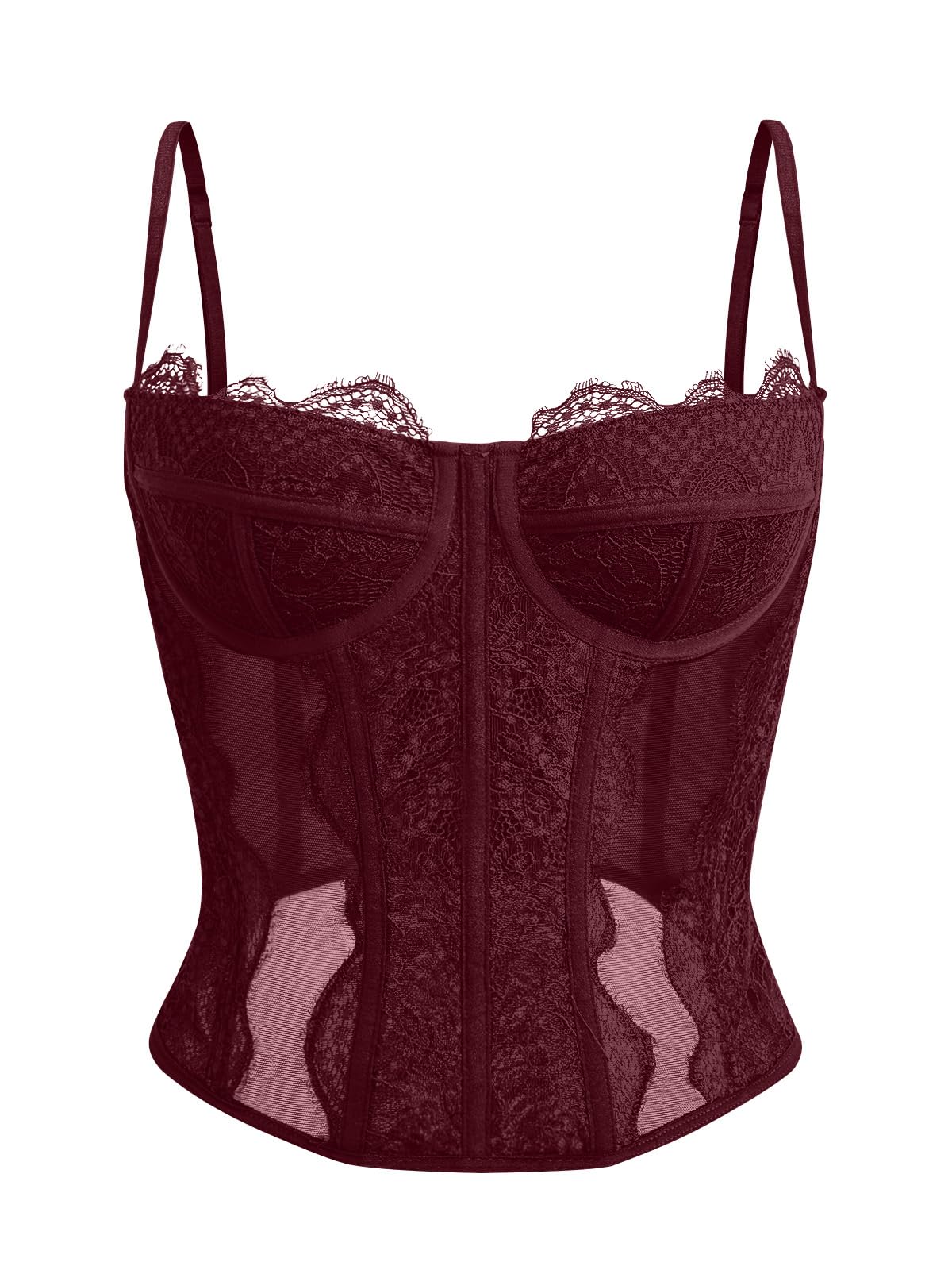 dealmore Women Night Out Lace Mesh Date Night Spaghetti Strap Party Club Fashion Trendy Corset Top-picture-29