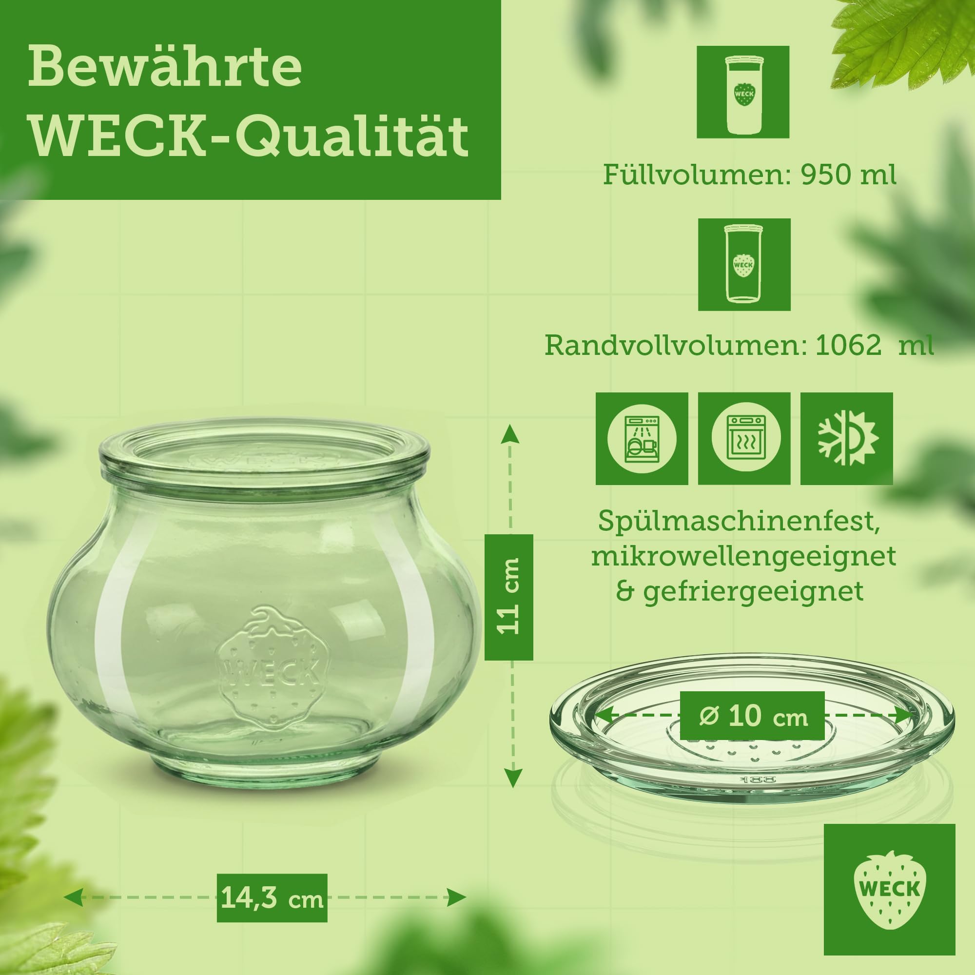 4 einkoch vasetti RR100 gioielli forma 1,0 litri con selezione di Im Original Weck cartone trasparente