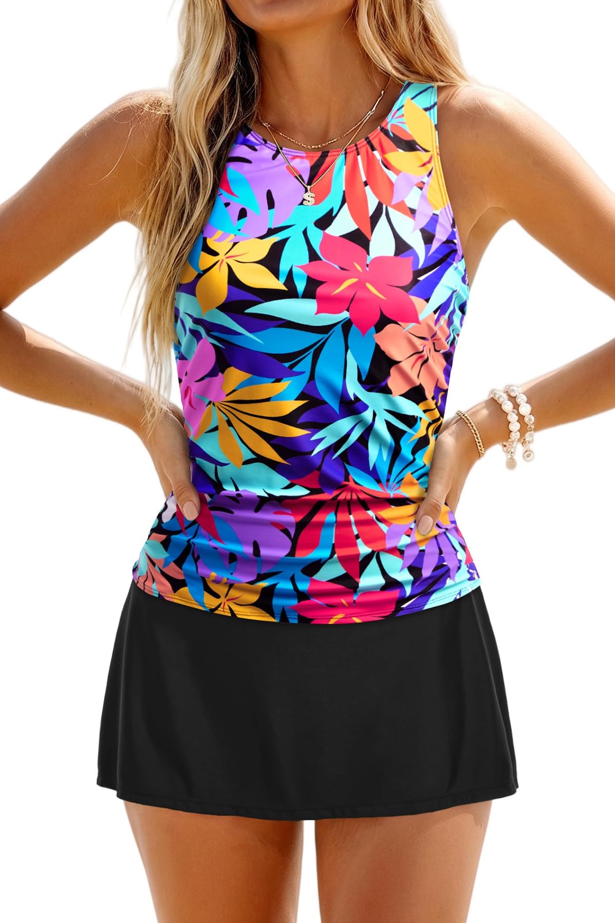 Daci Womens Tankini Swimsuits with Skirt Tummy Control Swimwear