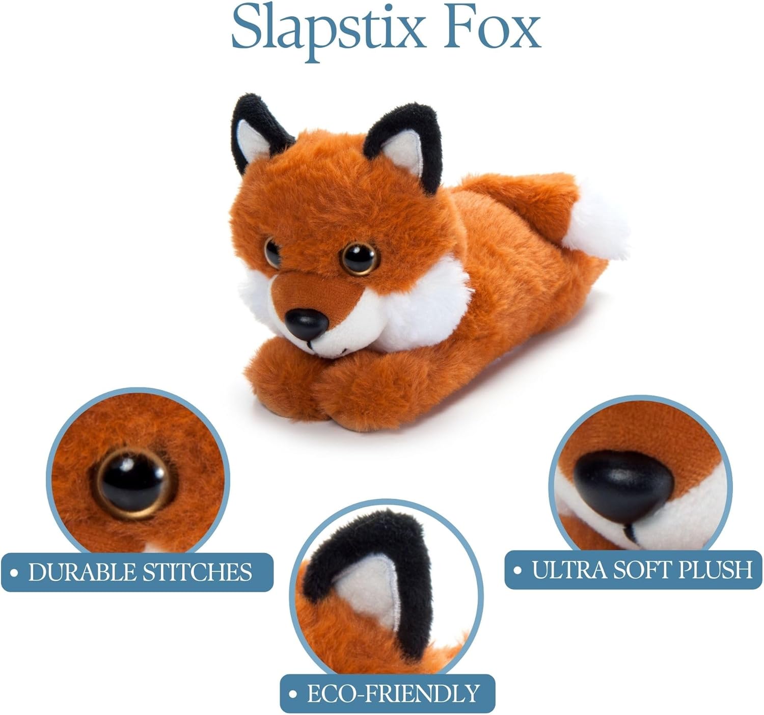 The Petting Zoo Fox Stuffed Animal Plushie Slap Bracelet, Gifts for Kids, Slapstix Wildlife Animals, Fox Plush Toy, 10 inches