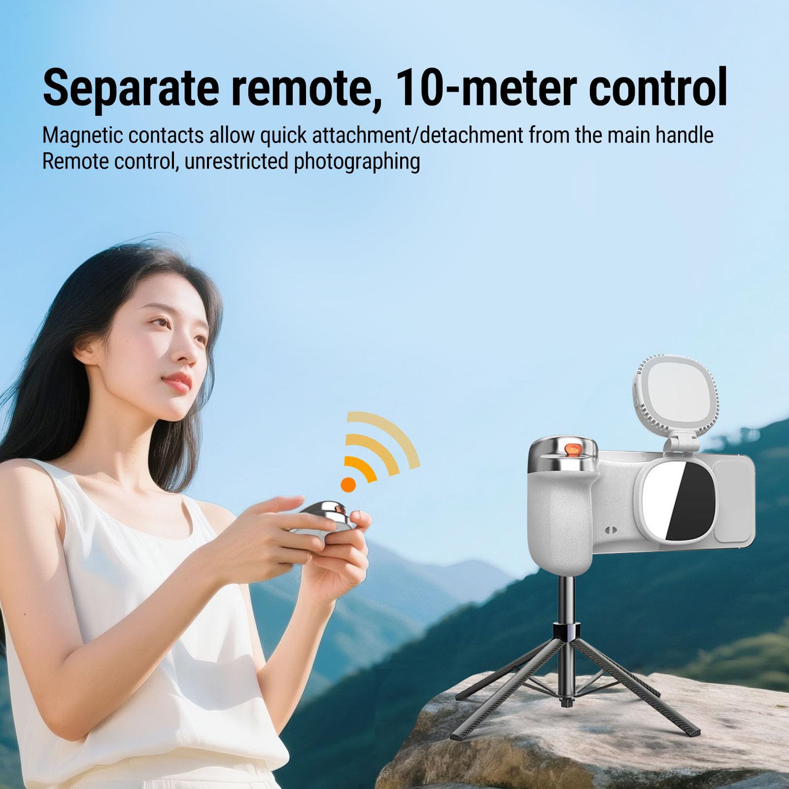 Yctze Impugnatura Magnetica per Telefono con Telecomando Staccabile e
