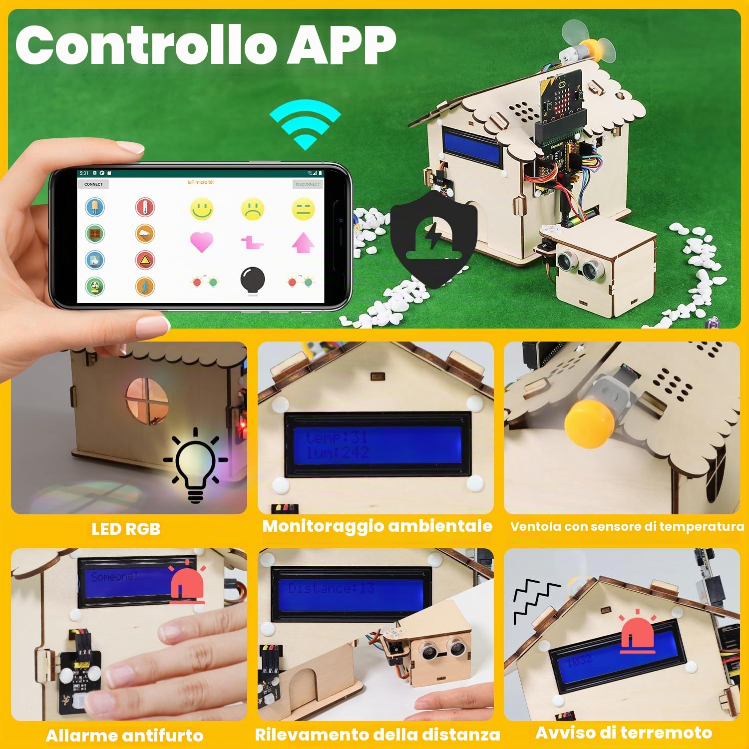 KEYESTUDIO BBC Micro:Bit Smart Home Kit for Microbit V2 (Excluded), DIY Sensor Module Starter Kit, Blocks And Python Code, Detailed Project Examples Online Tutorial Included