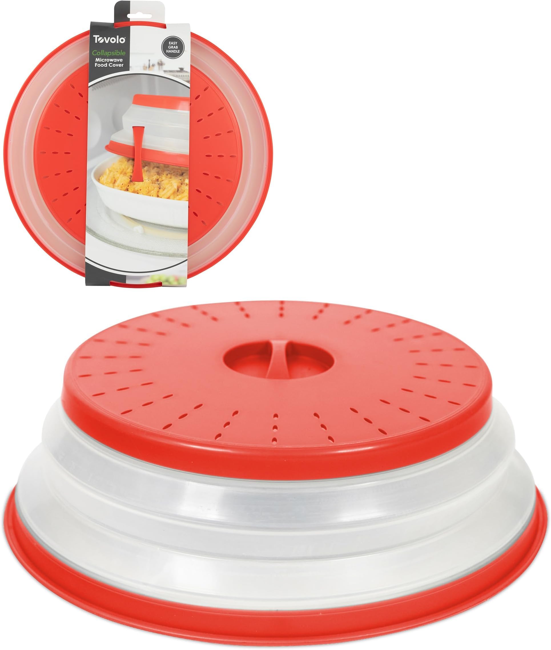 Tovolo Microwave Splatter Cover for Food,Large (Candy Red Apple)-Collapsible&amp;Vented Silicone Splatter Guard Lid-Microwave Plate&amp;Dish Cover with Handle-BPA-Free Kitchen Gadget for Meal Prep (Pack of 6)