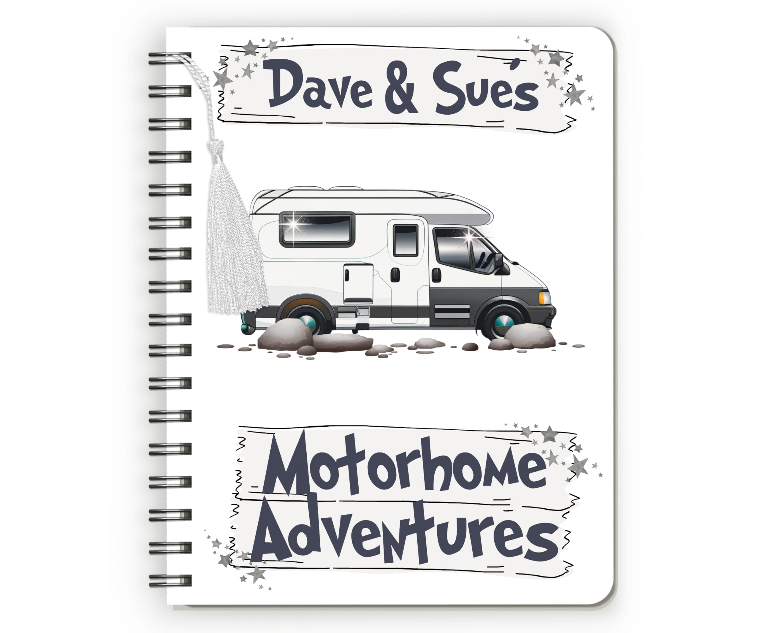 Motorhome Journal Personalised, Motorhome Planner, Motorhome Notebook, Personalised Motor Home Presents, Gifts for Motor Home Owners, Choice of Images
