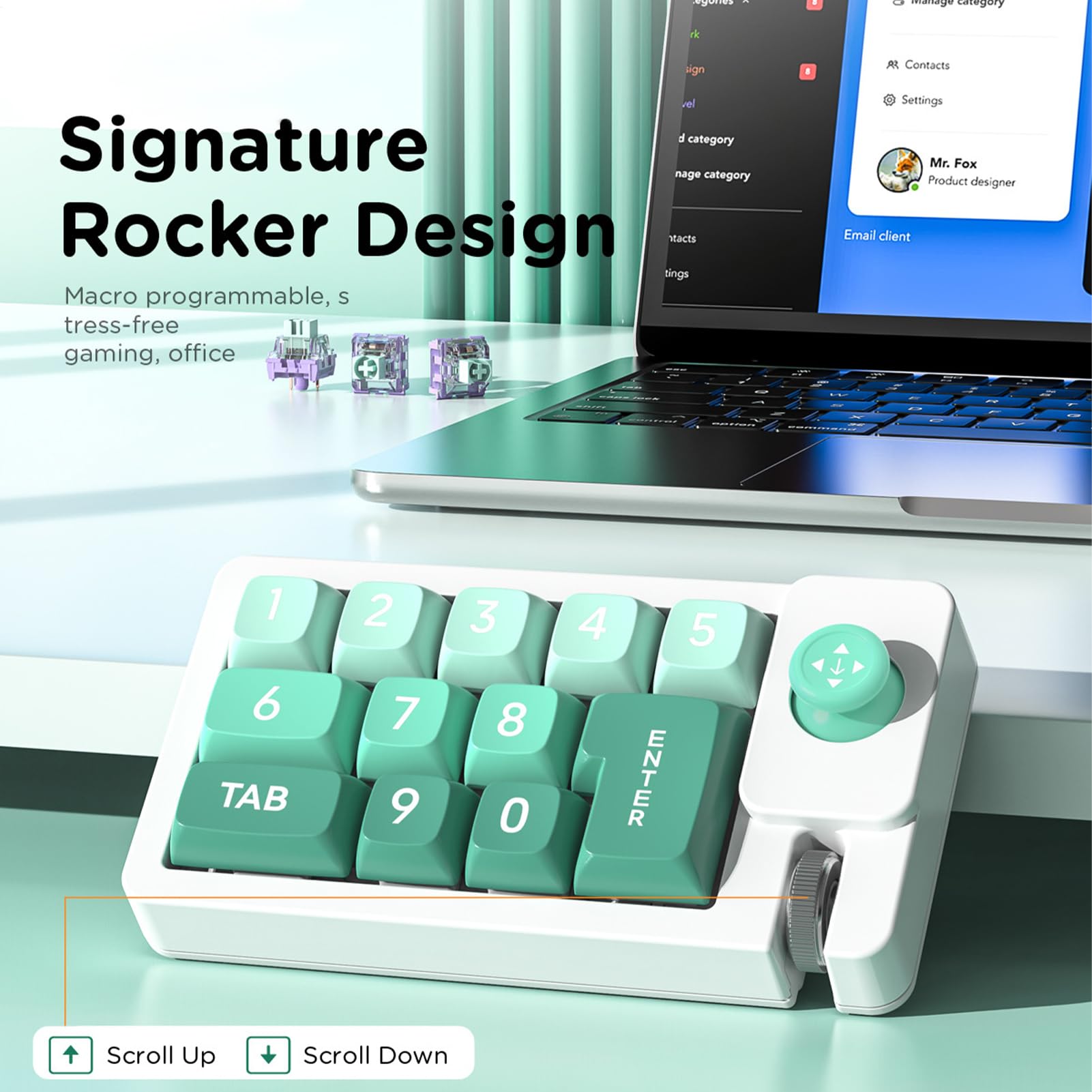 Clavier Programmable,Clavier Mécanique RGB Filaire - Pavé Numérique À Une Main avec Joystick Interchangeable À Chaud pour Dactylographie Production Musicale Trading Configuration Et Jeu PC