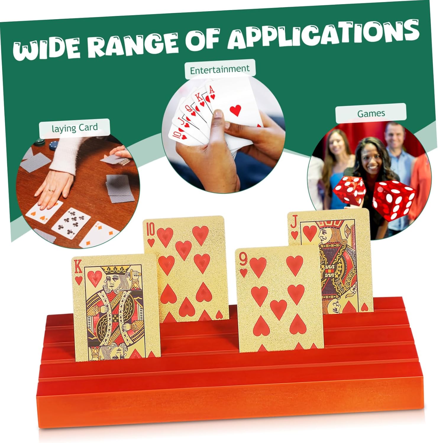Toyvian 2pcs Wooden Playing Card Holders Sturdy Base for Display for Bridge and Games for Parties and Gatherings